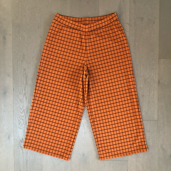 ASOS Wide Leg Culotte Windowpane Pants in Rust - Picture 2 of 6